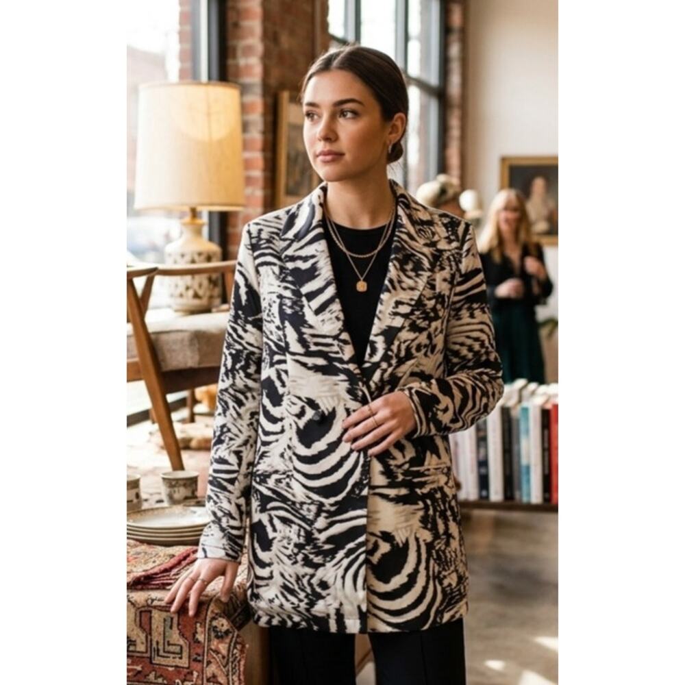 Missguided satin zebra print blazer